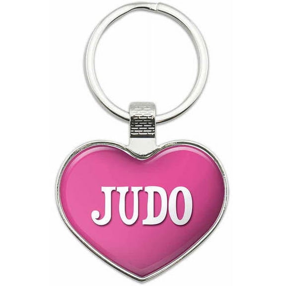 Judo - I Love Sports Hobbies Metal Heart Keychain Key Chain Ring, Multiple Colors Available