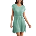 thumbnail image 2 of LOVZFMLL Robe pour Femme Mode Grande Fente Mi-Longue Robe pour Femme Vert G, 2 of 9