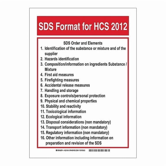 Brady SDS Sign,14in. H x 10in. W,Polyester 133172