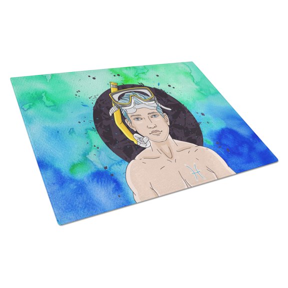 Caroline's Treasures Pisces Zodiac Sign Glass Cutting Board Large
