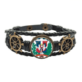 thumbnail image 1 of Emblema nacional país República Dominicana Pulsera marina tejida en cuero, 1 of 4