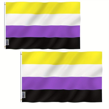 ANLEY 2 Pcs Fly Breeze 3x5 Foot Non-Binary Pride Flag - NB Nonbinary Pride LGBT Genderqueer Gender Identity Flags Polyester