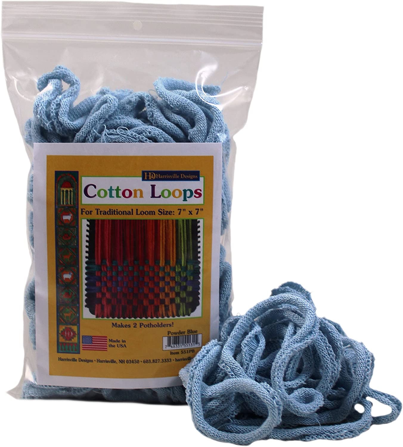 Friendly Loom Potholder Cotton Loops 7" Traditional Size Loops Make 2