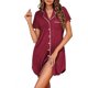thumbnail image 3 of Ekouaer Womens Nightgown Button Down Sleepshirts Short Sleeve Sleepwear Boyfriend Nightshirts Pajama Dress, 3 of 5