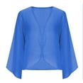 thumbnail image 5 of Htigea Women's Beach Kimono Cardigan 3/4 Long Sleeve Sheer Chiffon Cover Ups Casual Loose Open Front Cardigans Tops Blue L, 5 of 5