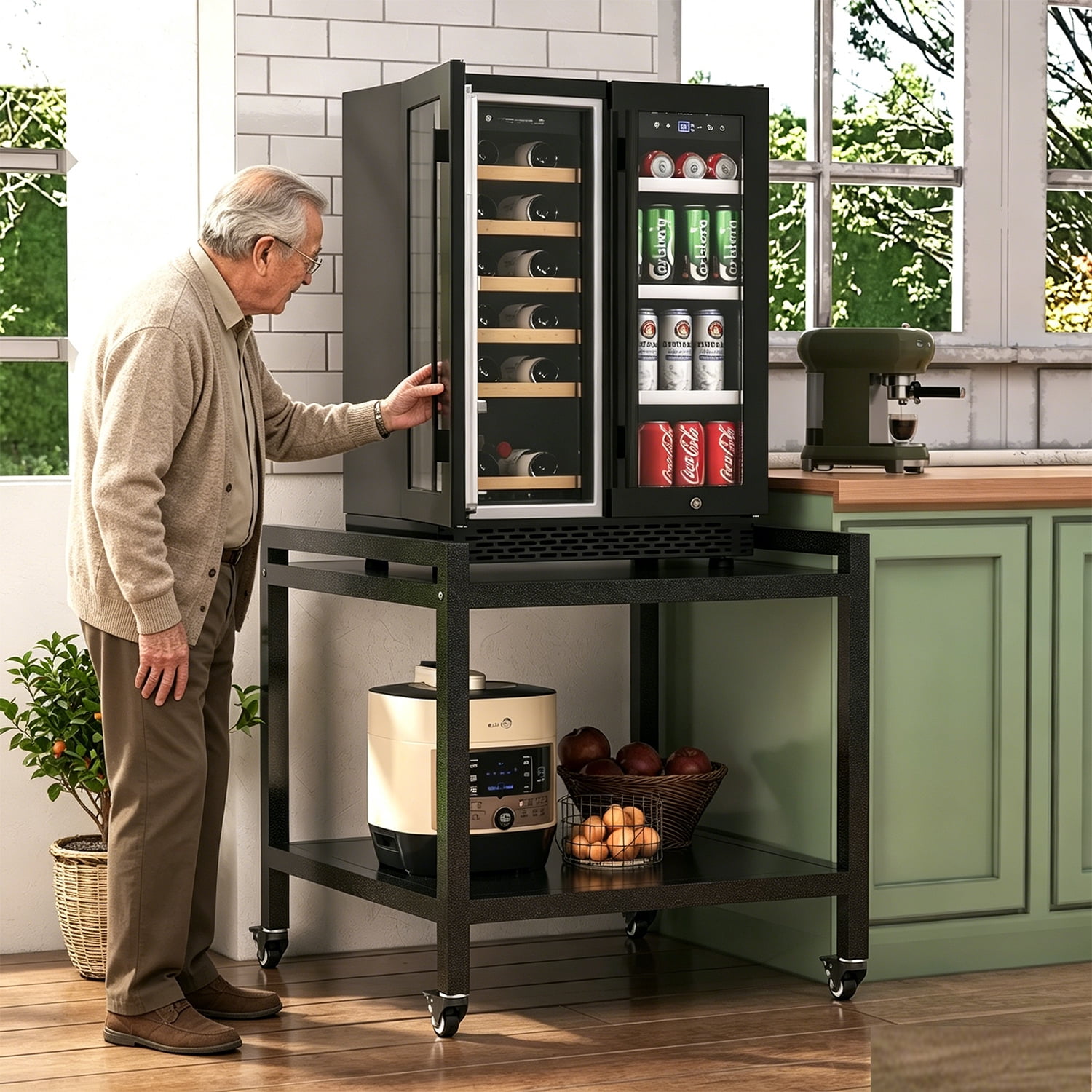 Mini Fridge Stand with Wheels,Microwave Stand,Mini Fridge Stand with Storage,Mini Fridge Table,Microwave Stand with Storage,Organizer for Dorm, Apartment, Office, Bedroom,23.2"H*22.4"W*22.4"D