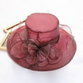 thumbnail image 3 of Visland Organza Church Fascinator Hats for Women Flower Wedding Tea Party Hat Wide Brim Sun Hat, 3 of 4