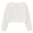 thumbnail image 6 of Toddler Girls' Sweater Knit Shrug Cardigan Lace Ruffle Hem Hollow Crop Bolero Jacket Open Front Dress Cover Up White 11-12 Years, 6 of 6