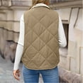 thumbnail image 4 of Sherpa Fleece Lined Jacket Vest for Women Winter Casual Warm Cropped Coat Sleeveless Full Zip Quilted Outerwear (XL, Khaki), 4 of 7