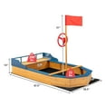 thumbnail image 2 of Gymax Kids Pirate Boat Wood Sandbox w/ Storage Box & Non-Woven Fabric Liner, 2 of 10