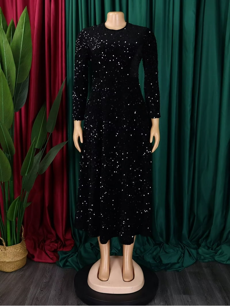 Women's Sequin Plus Size Midi Dress Pleated A Line Cocktail Party Dresses - Walmart.com Women's Sequin Plus Size Midi Dress Pleated A Line Cocktail Party Dresses - Walmart.com