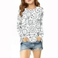 thumbnail image 1 of Penkiiy Ensemble de Vêtements de Maison Peints à la Main pour Enfants Filles Manches Longues Imprimés Graffiti Mignons Col Rond Hauts Blouses Décontractées Vêtements 3-14T 3 Ans Blanc, 1 of 9