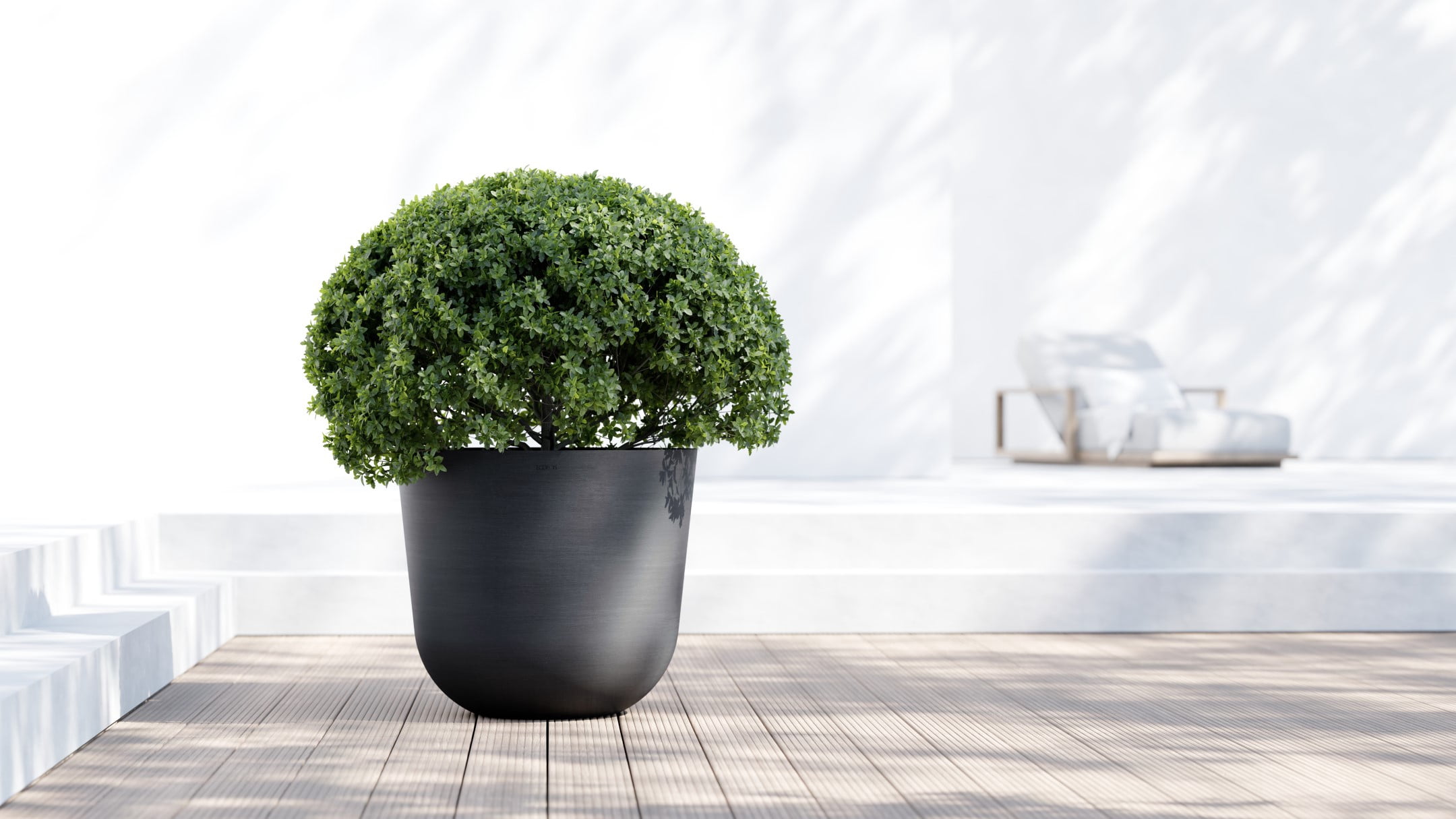 Ecopots Oslo Durable Modern Round Indoor/Outdoor Recycled Based Composite Flower Pot Planter, Dark Grey, 25.5"