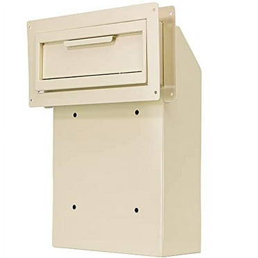 Pochar Door Drop Box for Mail, Rent, Deposit, and Night Key - Through The Door Locking Steel Mailbox with Rear Access (Beige Cream)