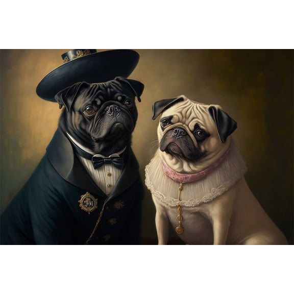 24x36 gallery poster, Victorian Pugs p1