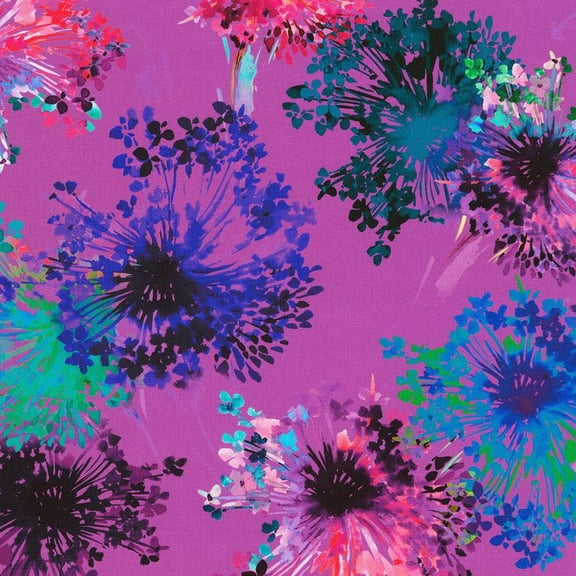 Cotton Bright Side Japanese Floral Flowers Plants Burst of Color Multicolor Cotton Fabric Print by the Yard (WELD-19712-19-ORCHID)