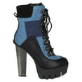 thumbnail image 2 of Bumper BI82 Women Mix Media Patch Lug Sole Lace Up Metal Chunky Heel Platform Bootie, 2 of 6