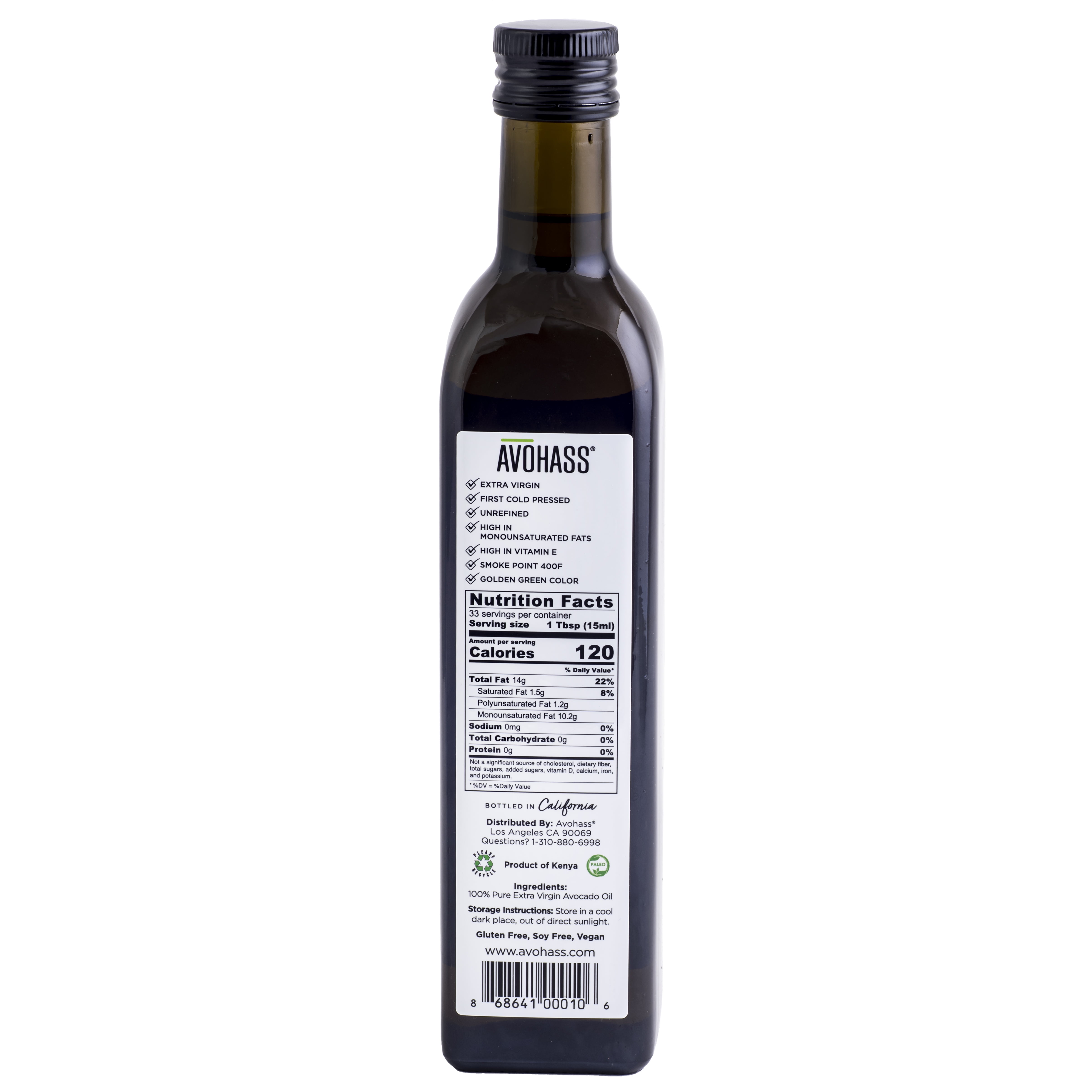 Avohass Extra Virgin Avocado Oil 6 Bottle Case, Non-GMO Project Verified, Kosher Certified, (6) 16.9 fl. oz. Bottles