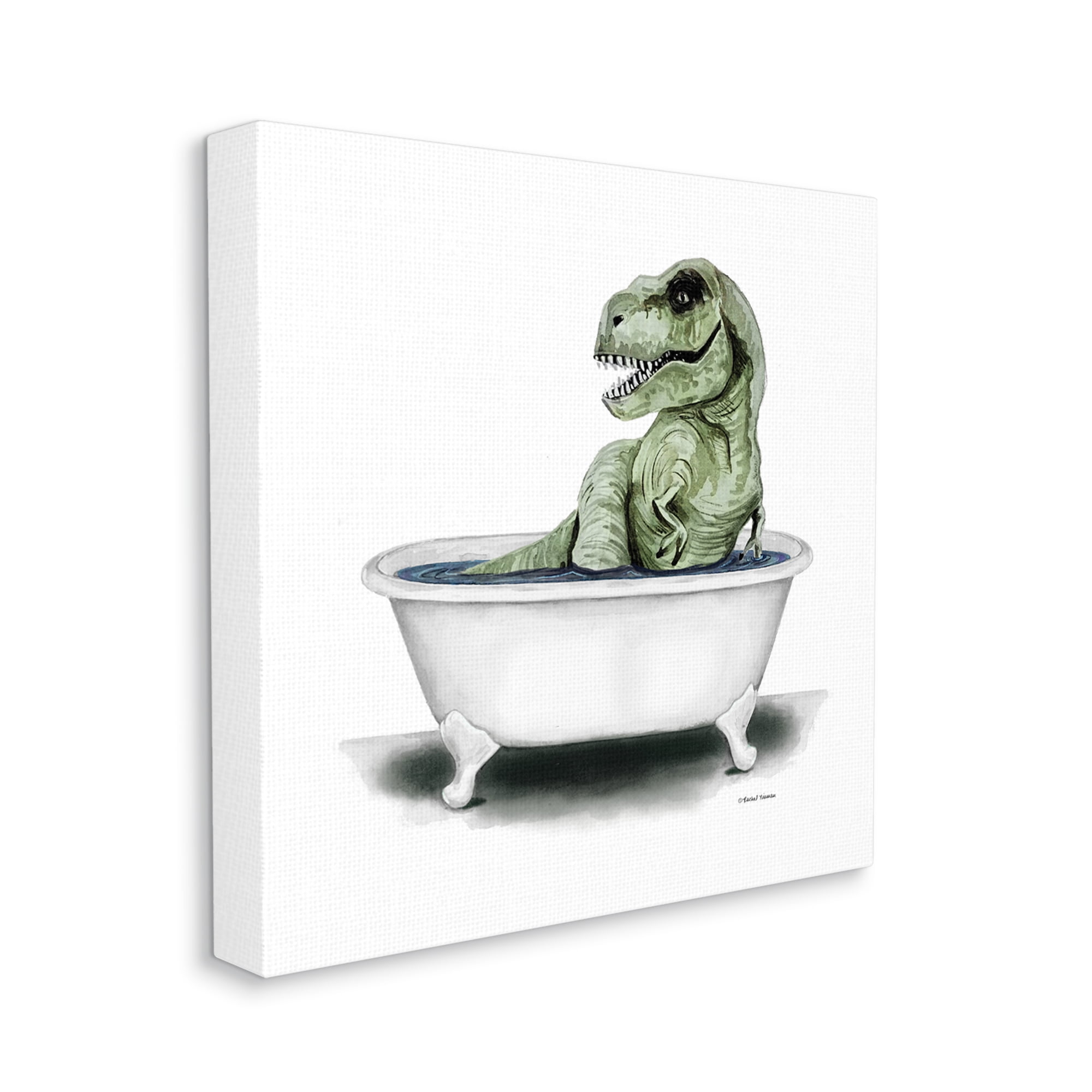 Stupell T-Rex Bathtub Fun Bathroom Animals & Insects Painting Gallery Wrapped Canvas Print Wall Art