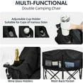 thumbnail image 4 of Double Camping Chair Padded Loveseat Chair for 2 Person - Heavy Duty Oversized Camping Couch for Adults Outdoor Sports Lawn Beach Portable Folding XL Chairs with Cup Holders and Carry Bag, All Black, 4 of 13