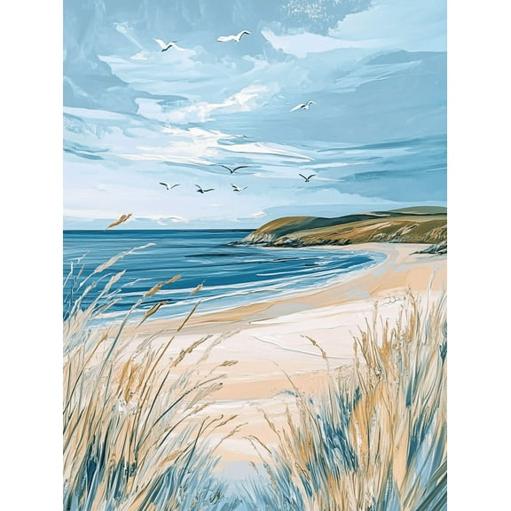 Coastal Beach Grass Canvas Print/Wall Art， Suitable for Living Room， Bedroom， Bathroom， Office and Hallway Decoration.