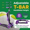thumbnail image 2 of Kids Scooter – Foldable Seat – LED Wheel Lights Illuminate when Rolling – Children and Toddler 3 Wheel Kick Scooter – Adjustable Handlebar – Indoor and Outdoor- Purple - by Lifemaster, 2 of 7