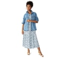 thumbnail image 2 of ellos Women's Plus Size Smocked Bodice Tiered Midi Dress, 2 of 3