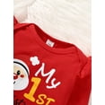 thumbnail image 5 of Mikrdoo Baby Girls Outfits 1st Christmas Gift Santa Romper Stripe Pants Hat 3Pcs Clothes Set Red 3-6 Months, 5 of 8