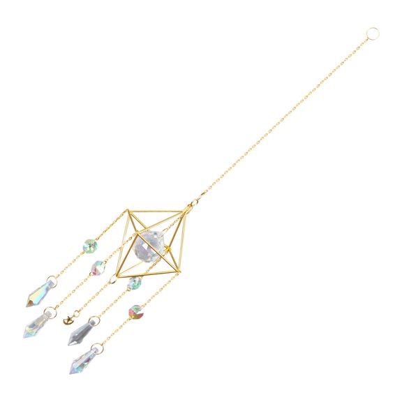Crystal Sun Catcher, Rainbow Prism, Window Sun Catcher,Gold Plated Celestial , Boho with Crystals