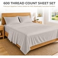 thumbnail image 2 of SGI Bedding 600 TC Split Queen Size 5 Pc Sheet set - 100% Egyptian Cotton Sheets Sateen Weave, Breathable, 12" Deep Pocket, Hotel Luxury Soft Bed Sheets, Light Grey, 2 of 7