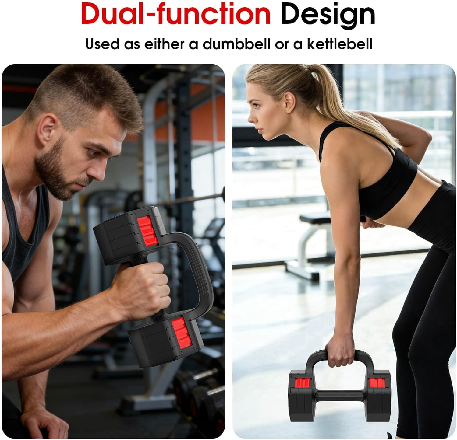 Adjustable Dumbbell Set, 4 Levels Weights Dumbbell Set with Each 5lb/10.3lb/15.4lb/20.5lb, Adjustable Weights Paired with Kettlebell Handle for Home Gym Strength Training