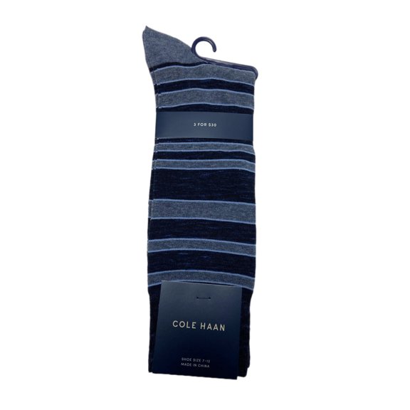COLE HAAN Men's 1 Pair Crew Dress Socks, Blue Rain, 7-12