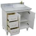 thumbnail image 4 of 37 in. Single Wooden Vanity  White White Carrara Round Right Door.Right Sink, 4 of 11