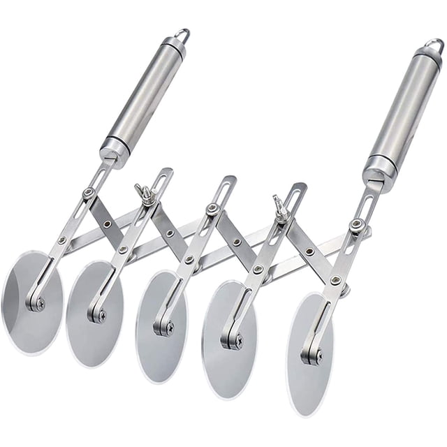 Juegos de utensilios de cocina,Cortador de masa, cortador de pizza de acero inoxidable, 5 ruedas, divisor de pasteles ajustable, cortador de pizza de acero inoxidable, para hornear en la cocina Vhermosa