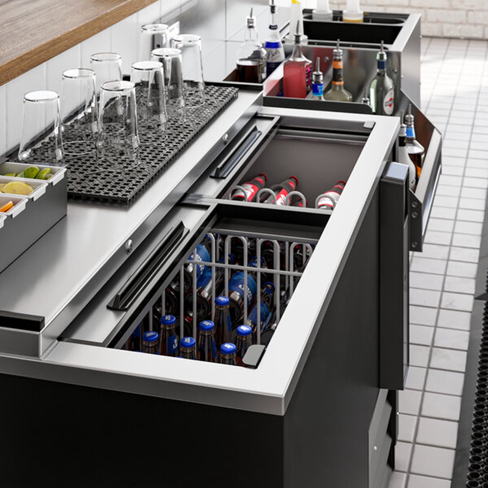 NSF 49" Commercial Glass Froster Freezer – Dual Sliding Lids, 250 Mug Capacity, 0°F Cooling, R290 Refrigerant, 115V