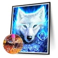 thumbnail image 2 of Cuadros Decorativos Kits de pintura de diamantes redondos completos imagen de mosaico de rosa azul lobo blanco (V3038) Likrtyny  embutido en tela, 2 of 8