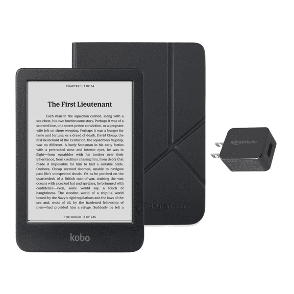 Kobo Clara BW eReader with Case Bundle (Black SleepCover, Case   AC Bundle)