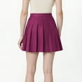 thumbnail image 3 of Women and Girl Short Skirts High Waist Pleated Skater Tennis Skirt Summer Solid Color Cotton Linen Skirt Anti-Exposure Safety A Line Mini Skirts, 3 of 9