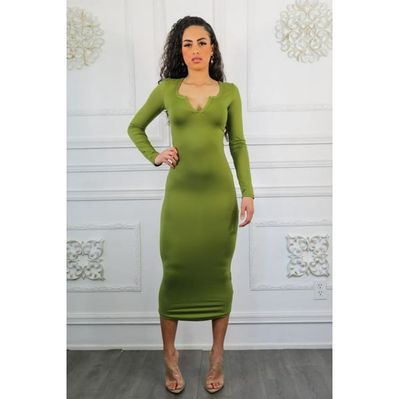 Split Accordingly Long Sleeves Midi Dress