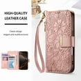thumbnail image 3 of Decase Anti-Scratch PU Leather Wallet Case Compatible with iPhone 16 Pro Max,Shockproof Magnetic Buckle Hybrid Case Cover with Zipper Pocket Credit Card Slot Cash Slot Wrist Strap Lanyard,Rosegold, 3 of 12
