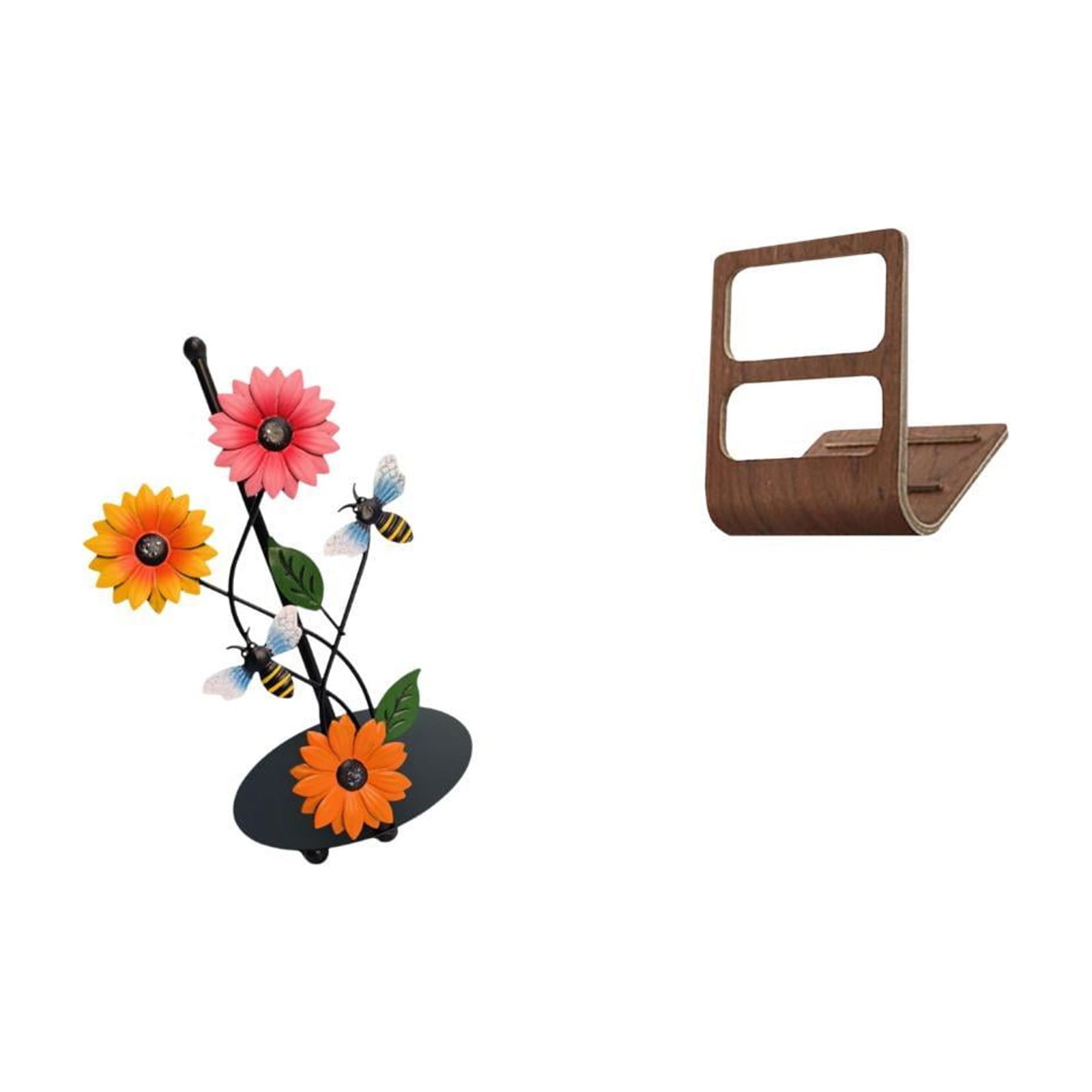 Fiocias Paper Holder Stand Toilet Paper Holder Paper Towel Holder Countertop Remote Control Holder Wooden Iron Lightweight Case Suitable for Home Office Bedro