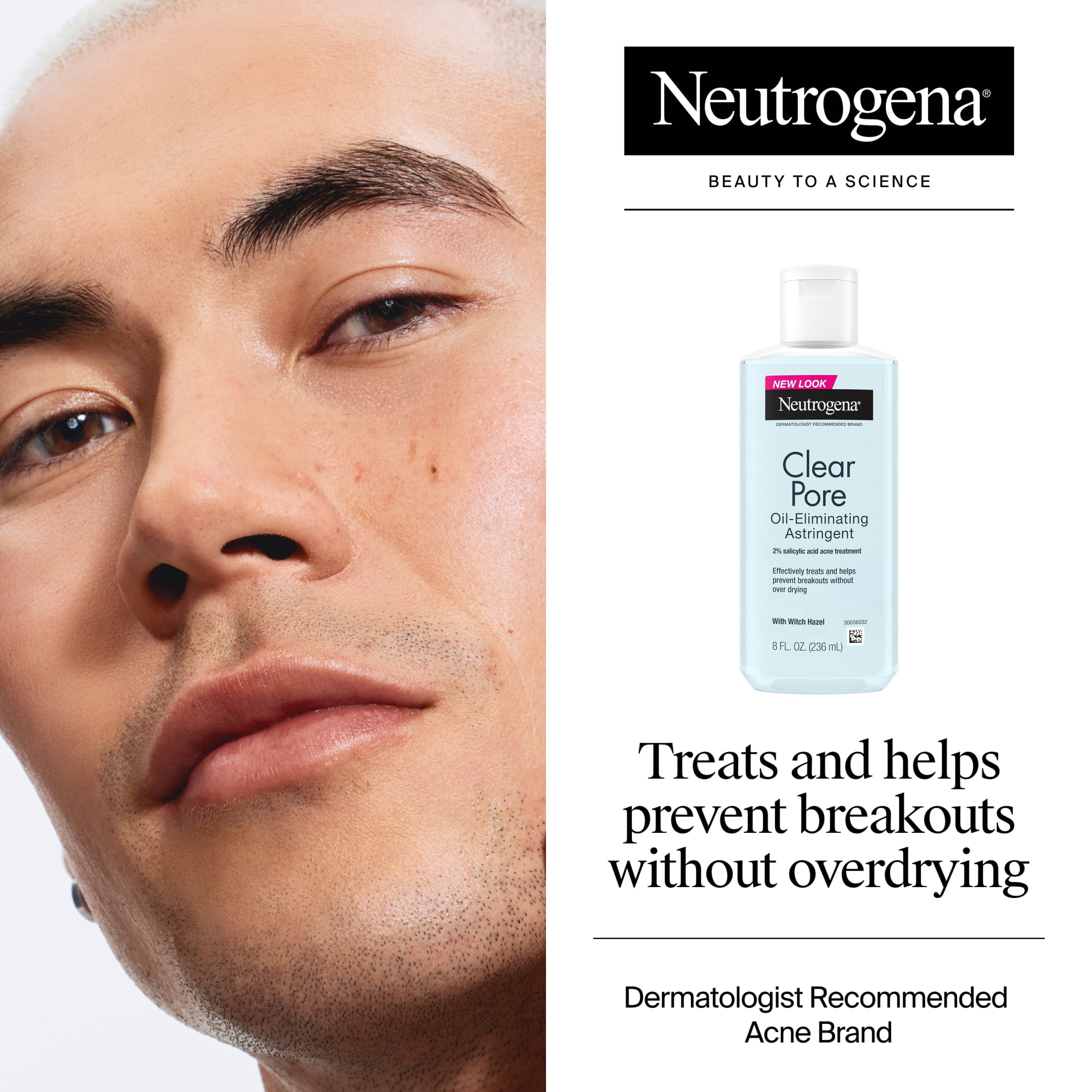 Neutrogena Clear Pore Oil-Eliminating Acne Treatment Astringent, Toner for Face, 8 fl oz