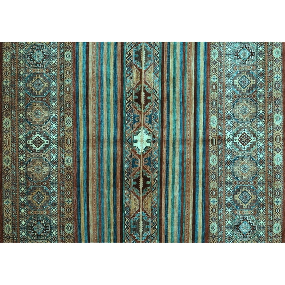 Ahgly Company Indoor Rectangle Abstract Light Blue Contemporary Area Rugs, 2' x 4'