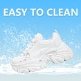 thumbnail image 5 of LUCKY STEP Chunky Sneakers for Women Fashion Platform White Leather Casual Dad Shoes,White, 5 of 11