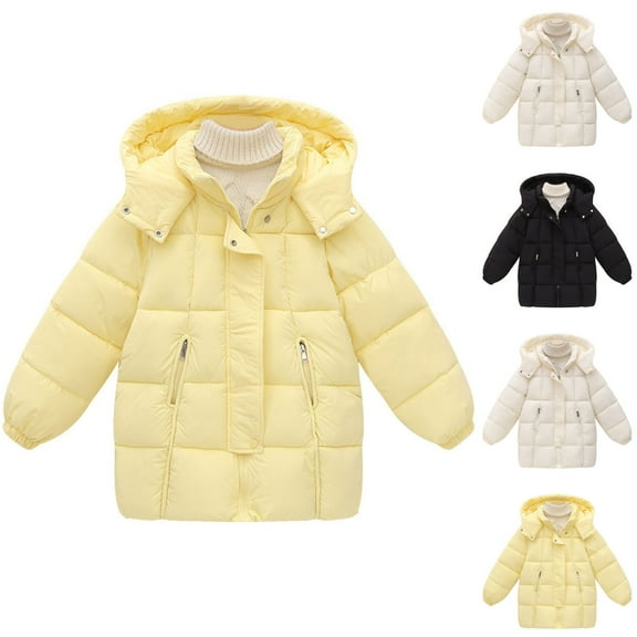 Ashirexll Girls Winter Coat Girls Puffer Jackets 4-14 Years Winter Mid Length Jacket Warm Hooded with Thickened Coat