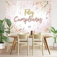 thumbnail image 3 of Feliz Cumpleaños Backdrop Pink Floral Mexican Happy Birthday Photography Background for Women Girl Mexico Birthday Party Decorations Banner Photo Studio Props, 3 of 3