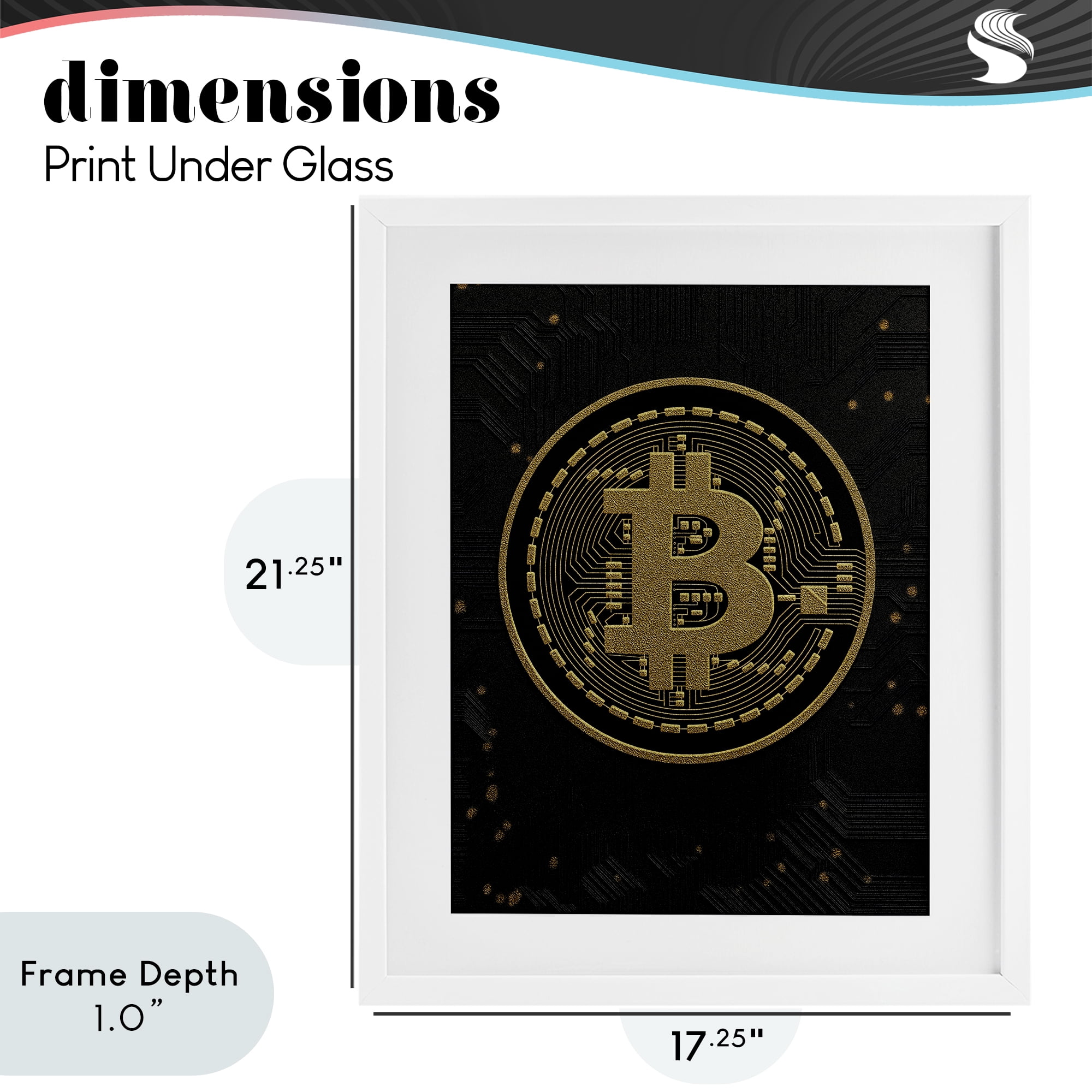 Stupell Industries Bold Golden Digital Currency White Framed Print Under Glass, design by Svetlana Aleynikova