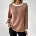 thumbnail image 2 of Chbgutlmr Womens Blouses Knitted Ribbed Color Block Crewneck Long Sleeve Shirts Loose Comfy Fall Winter Tops, 2 of 6