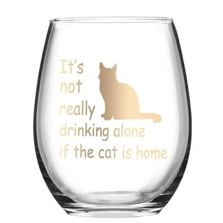 Need Wine Right Meow – Cute Funny Cat Stemless Wine Glass, Large