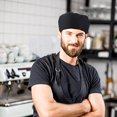thumbnail image 3 of Set of 4 Black Chef Hats Adjustable Kitchen Toque Elastic Band One Size Black Breathable Mesh Top, 3 of 5